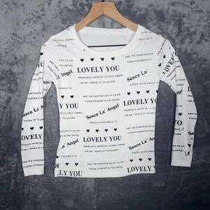 Sence La Angel Womens Long Sleeve T-Shirt S White Lovely You Graphic Print